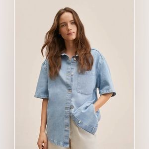 Mango Short Sleeve Denim Shirt